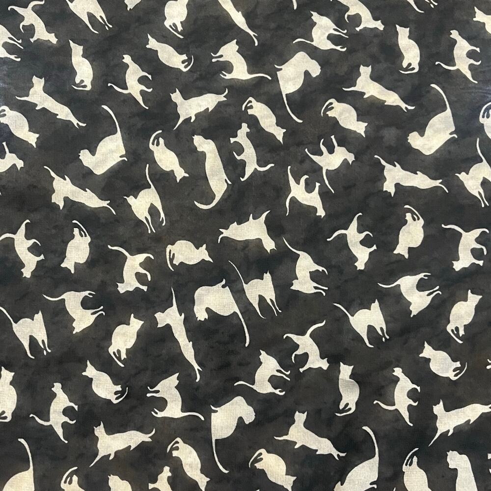 Cat Print Scarf Womens L Black White Allover Cats Novelty 55x28 Mash